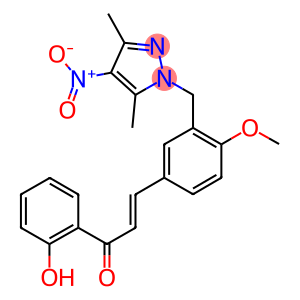 3-[3-({4-nitro-3,5-dimethyl-1H-pyrazol-1-yl}methyl)-4-methoxyphenyl]-1-(2-hydroxyphenyl)-2-propen-1-one