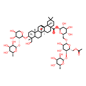 3β-[(2-O-α-L-Rhamnopyranosyl-α-L-arabinopyranosyl)oxy]-23-hydroxyoleana-12-ene-28-oic acid 6-O-(4-O-α-L-rhamnopyranosyl-6-O-acetyl-β-D-glucopyranosyl)-β-D-glucopyranosyl ester