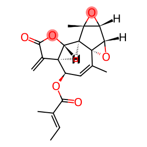(E)-2-Methyl-2-butenoic acid (3aR,6aS)-2,3,3aβ,7aα,7bα,8a,8bβ,8cα-octahydro-6,8aα-dimethyl-3-methylene-2-oxo-4H-bisoxireno[1,8a:2,3]azuleno[4,5-b]furan-4α-yl ester