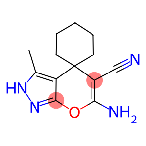 6-amino-5-cyano-3-methyl-2,4-dihydrospiro(pyrano[2,3-c]pyrazole-4,1'-cyclohexane)