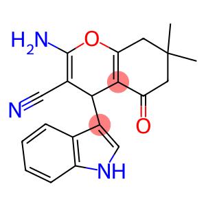 2-AMINO-4-INDOL-3-YL-7,7-DIMETHYL-5-OXO-4,6,7,8-TETRAHYDRO2H-CHROMENE-3-CARBONITRILE