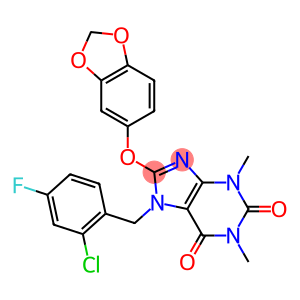 8-(1,3-benzodioxol-5-yloxy)-7-(2-chloro-4-fluorobenzyl)-1,3-dimethyl-3,7-dihydro-1H-purine-2,6-dione