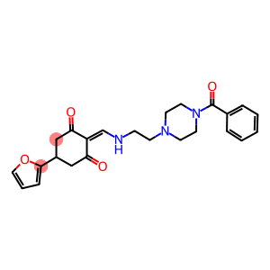 2-((2-(4-BENZOYLPIPERAZIN-1-YL)ETHYLAMINO)METHYLENE)-5-(FURAN-2-YL)CYCLOHEXANE-1,3-DIONE