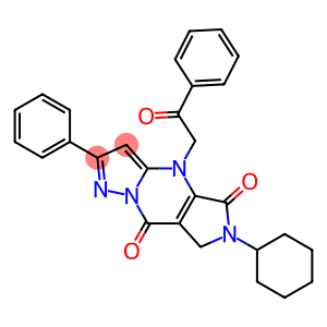6-Cyclohexyl-6,7-dihydro-4-(2-oxo-2-phenylethyl)-2-phenyl-4H-1,4,6,8a-tetraaza-s-indacene-5,8-dione