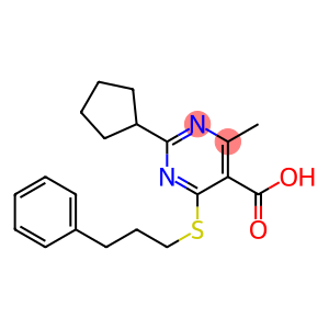 2-cyclopentyl-4-methyl-6-[(3-phenylpropyl)thio]pyrimidine-5-carboxylic acid