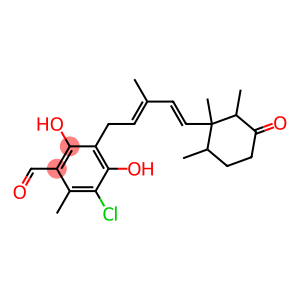 5-Chloro-3-[5-(1,2,6-trimethyl-3-oxocyclohexyl)-3-methyl-2,4-pentadienyl]-2,4-dihydroxy-6-methylbenzaldehyde