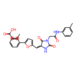 3-[5-({2,5-dioxo-1-[2-oxo-2-(3-toluidino)ethyl]-4-imidazolidinylidene}methyl)-2-furyl]-2-methylbenzoic acid