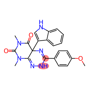 6,8-Dimethyl-2,4a-dihydro-3-(4-methoxyphenyl)-4a-(1H-indol-3-yl)pyrimido[5,4-e]-1,2,4-triazine-5,7(6H,8H)-dione