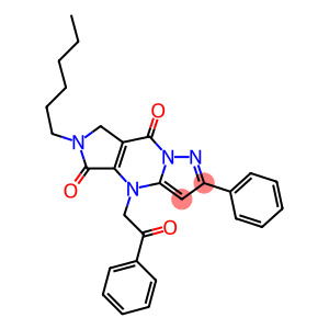 6,7-Dihydro-6-hexyl-4-(2-oxo-2-phenylethyl)-2-phenyl-4H-1,4,6,8a-tetraaza-s-indacene-5,8-dione