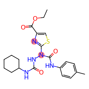 ETHYL 2-[2-[(CYCLOHEXYLAMINO)CARBONYL]-1-(4-TOLUIDINOCARBONYL)HYDRAZINO]-1,3-THIAZOLE-4-CARBOXYLATE