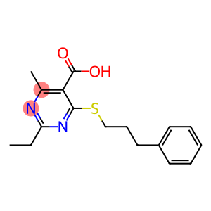 2-ethyl-4-methyl-6-[(3-phenylpropyl)thio]pyrimidine-5-carboxylic acid