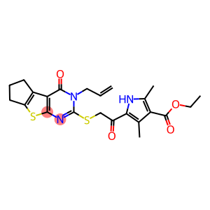 ethyl 5-{[(3-allyl-4-oxo-3,5,6,7-tetrahydro-4H-cyclopenta[4,5]thieno[2,3-d]pyrimidin-2-yl)sulfanyl]acetyl}-2,4-dimethyl-1H-pyrrole-3-carboxylate