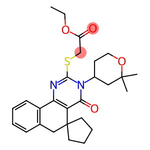 ethyl {[3-(2,2-dimethyltetrahydro-2H-pyran-4-yl)-4-oxo-3,4,5,6-tetrahydrospiro(benzo[h]quinazoline-5,1'-cyclopentane)-2-yl]sulfanyl}acetate