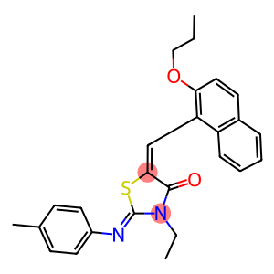 3-ethyl-2-[(4-methylphenyl)imino]-5-[(2-propoxy-1-naphthyl)methylene]-1,3-thiazolidin-4-one