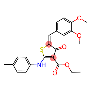 (E)-ETHYL 2-(P-TOLUIDINO)-5-(3,4-DIMETHOXYBENZYLIDENE)-4-OXO-4,5-DIHYDROTHIOPHENE-3-CARBOXYLATE