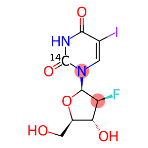 2'-FLUORO 2'-DEOXY-5-IODOURACIL-BETA-D-ARABINOFURANOSIDE, [2-14C]-