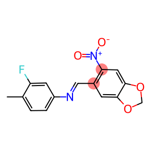 3-fluoro-4-methyl-N-[(6-nitro-1,3-benzodioxol-5-yl)methylene]aniline