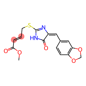 methyl (E)-4-({4-[(E)-1,3-benzodioxol-5-ylmethylidene]-5-oxo-4,5-dihydro-1H-imidazol-2-yl}sulfanyl)-2-butenoate