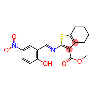 methyl 2-{[(E)-(2-hydroxy-5-nitrophenyl)methylidene]amino}-4,5,6,7-tetrahydro-1-benzothiophene-3-carboxylate