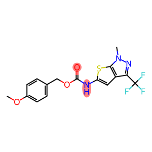 4-methoxybenzyl N-[1-methyl-3-(trifluoromethyl)-1H-thieno[2,3-c]pyrazol-5-yl]carbamate