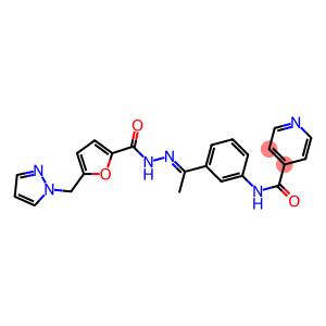 N-(3-{N-[5-(1H-pyrazol-1-ylmethyl)-2-furoyl]ethanehydrazonoyl}phenyl)isonicotinamide