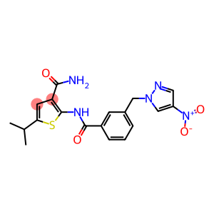 2-{[3-({4-nitro-1H-pyrazol-1-yl}methyl)benzoyl]amino}-5-isopropyl-3-thiophenecarboxamide