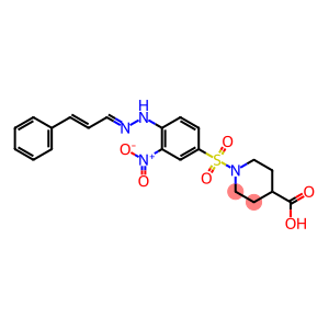 1-[(3-nitro-4-{2-[(E,2E)-3-phenyl-2-propenylidene]hydrazino}phenyl)sulfonyl]-4-piperidinecarboxylic acid