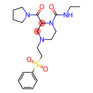 N-ETHYL-4-[2-(PHENYLSULFONYL)ETHYL]-2-(PYRROLIDIN-1-YLCARBONYL)PIPERAZINE-1-CARBOXAMIDE
