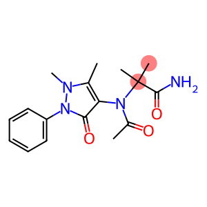 2-(N-(2,3-DIMETHYL-5-OXO-1-PHENYL-3-PYRAZOLIN-4-YL)ACETAMIDO)-2-METHYLPROPIONAMIDE