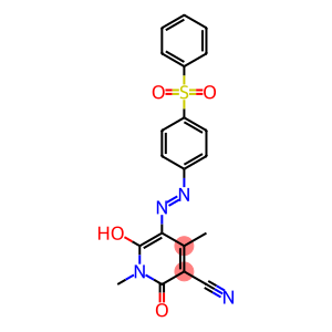 3-Pyridinecarbonitrile,  1,2-dihydro-6-hydroxy-1,4-dimethyl-2-oxo-5-[2-[4-(phenylsulfonyl)phenyl]diazenyl]-