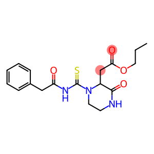 propyl 2-(3-oxo-1-{[(2-phenylacetyl)amino]carbothioyl}-2-piperazinyl)acetate