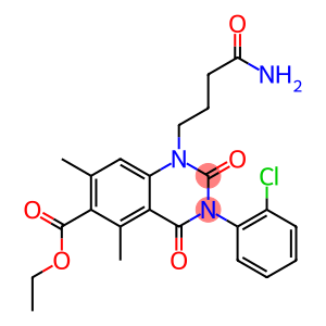 1,2,3,4-Tetrahydro-3-(2-chlorophenyl)-1-(4-amino-4-oxobutyl)-5,7-dimethyl-2,4-dioxoquinazoline-6-carboxylic acid ethyl ester