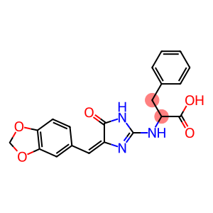 2-({4-[(Z)-1,3-benzodioxol-5-ylmethylidene]-5-oxo-1,5-dihydro-4H-imidazol-2-yl}amino)-3-phenylpropanoic acid