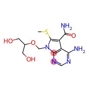 4-Amino-6-methylthio-7-(2-hydroxy-1-hydroxymethylethoxymethyl)-7H-pyrrolo[2,3-d]pyrimidine-5-carboxamide