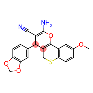 2-Amino-4-[3,4-(methylenebisoxy)phenyl]-9-methoxy-4H,5H-[1]benzothiopyrano[4,3-b]pyran-3-carbonitrile
